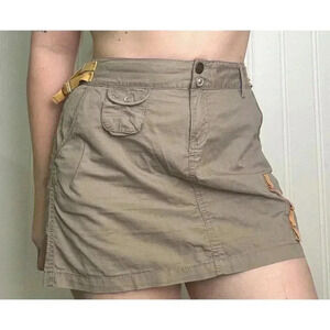 Mür Mür Khaki Cargo Skirt Orange Accents Zippers L steampunk y2k grunge street